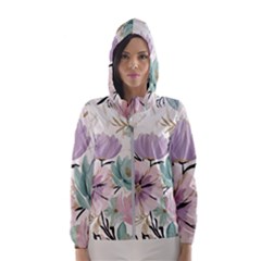 Flowers Pattern Floral Women s Hooded Windbreaker by Sabxi