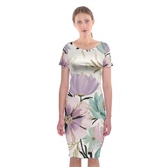 Flowers Pattern Floral Classic Short Sleeve Midi Dress by Sabxi