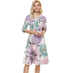 Flowers Pattern Floral Classy Knee Length Dress by Sabxi