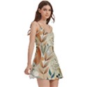 Leaves Pattern Flora Body Wrap Sleeveless V-Neck Mini Dress View3