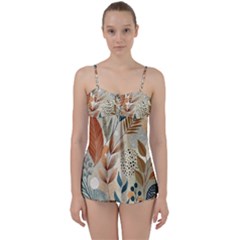 Leaves Pattern Flora Babydoll Tankini Set by Sabxi