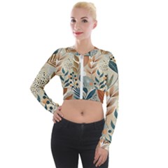 Leaves Pattern Flora Long Sleeve Cropped Velvet Jacket by Sabxi