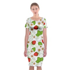 Strawberry Fruit Pattern Leaves Classic Short Sleeve Midi Dress by Sabxi