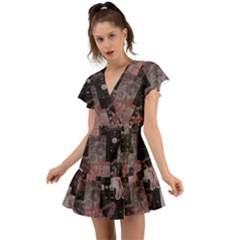 Aesthetic , Aesthetic, Dark Flutter Sleeve Wrap Dress by kyorashop23