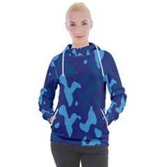 Blue Camouflage Pattern Women s Hooded Pullover by kyorashop23