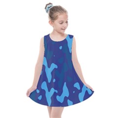 Blue Camouflage Pattern Kids  Summer Dress by kyorashop23