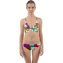 Colorful Bricks, Bricks, Colorful Wrap Around Bikini Set by kyorashop23