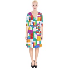 Colorful Bricks, Bricks, Colorful Wrap Up Cocktail Dress by kyorashop23