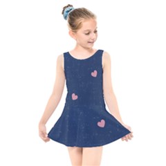Corazones, Blue, Pattern Kids  Skater Dress Swimsuit by kyorashop23