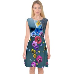 Falling Flowers, Art, Coffee Cup Capsleeve Midi Dress by kyorashop23