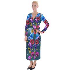 Falling Flowers, Art, Coffee Cup Velvet Maxi Wrap Dress by kyorashop23