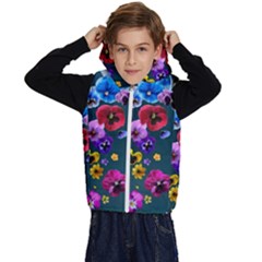 Falling Flowers, Art, Coffee Cup Kids  Stylish Hooded Puffer Vest by kyorashop23