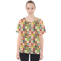 Template Christmas Pattern V-neck Dolman Drape Top by Proyonanggan