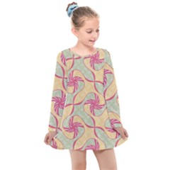 Abstract Pattern Design Scrapbooking Kids  Long Sleeve Dress by Paksenen