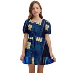 Tardis Doctor Who Space Galaxy Kids  Short Sleeve Dolly Dress by Cemarart