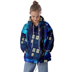 Tardis Doctor Who Space Galaxy Kids  Oversized Hoodie by Cemarart