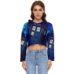 Tardis Doctor Who Space Galaxy Women s Lightweight Cropped Hoodie by Cemarart