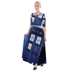 Tardis Doctor Who Space Blue Half Sleeves Maxi Dress by Cemarart