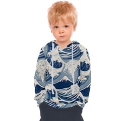 Japanese Wave Pattern Kids  Overhead Hoodie by Cemarart