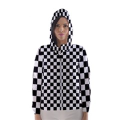 Pattern Checkered Squares Black White Pattern Women s Hooded Windbreaker by Sabxi