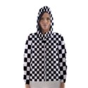 Pattern Checkered Squares Black White Pattern Women s Hooded Windbreaker View1