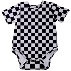 Pattern Checkered Squares Black White Pattern Baby Short Sleeve Bodysuit by Sabxi