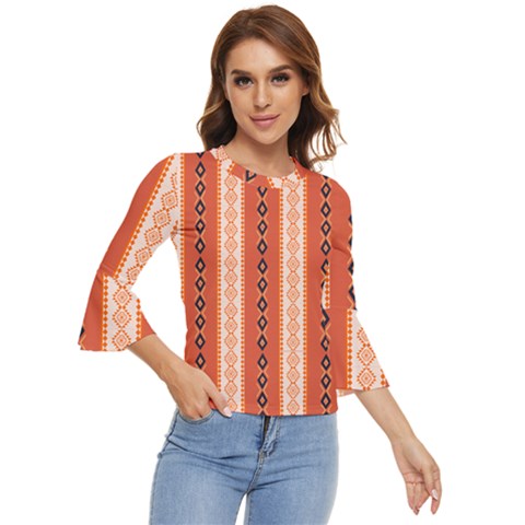 Geometrical Geometric Pattern Bell Sleeve Top by Sabxi