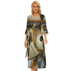 Erte Figurine And A Clock Midsummer Wrap Dress by bestdesignintheworld