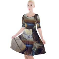 Clock And Lady Quarter Sleeve A-line Dress by bestdesignintheworld