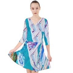 Sailing Boat Quarter Sleeve Front Wrap Dress by bestdesignintheworld
