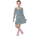 Retro Scandinavian Nordic Flowers Pattern 5 Kids  Long Sleeve Velvet Dress View1