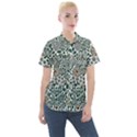 Retro Scandinavian Nordic Flowers Pattern 5 Women s Short Sleeve Pocket Shirt View1