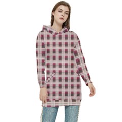 Retro 60s 50s Plaid Pattern 2 Women s Long Oversized Pullover Hoodie by violetheavensky