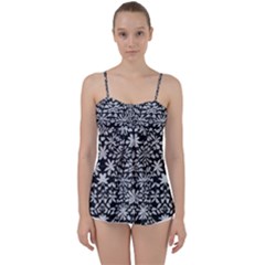 Gothic Leaf Pattern 3 Babydoll Tankini Top by violetheavensky