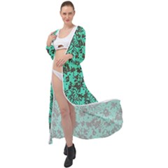 Mid Century Retro Floral 1970s 1960s Pattern 102 Maxi Chiffon Beach Wrap by violetheavensky