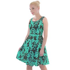 Mid Century Retro Floral 1970s 1960s Pattern 102 Knee Length Skater Dress by violetheavensky