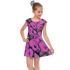 Mid Century Retro Floral 1970s 1960s Pattern 100 Kids  Cap Sleeve Dress by violetheavensky