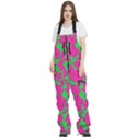 Mid Century Retro Floral 1970s 1960s Pattern 98 Women s Front Zip Ski And Snowboard Bib Pants View1