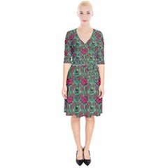 Retro 1880s Flowers Pattern 3 Wrap Up Cocktail Dress by violetheavensky