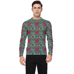 Retro 1880s Flowers Pattern 3 Men s Long Sleeve Rash Guard by violetheavensky