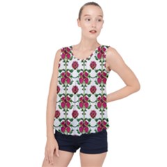 Retro 1880s Flowers Pattern 2 Bubble Hem Chiffon Tank Top by violetheavensky