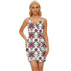 Retro 1880s Flowers Pattern 2 Wrap Tie Front Dress by violetheavensky