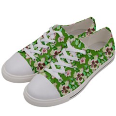 Retro 1880s Flowers Pattern 4 Women s Low Top Canvas Sneakers by violetheavensky