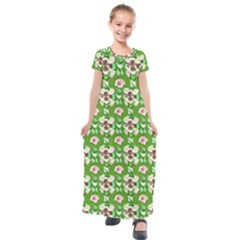 Retro 1880s Flowers Pattern 4 Kids  Short Sleeve Maxi Dress by violetheavensky