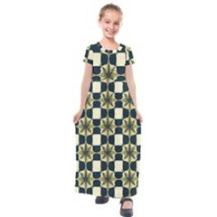 Royal Fractal Pattern Kids  Short Sleeve Maxi Dress by violetheavensky