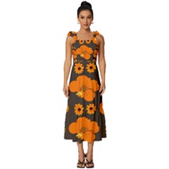 Retro 40s 50s Flowers Pattern Halloween 2 Tie-strap Tiered Midi Chiffon Dress by violetheavensky