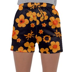 Retro 40s 50s Flowers Pattern Halloween Sleepwear Shorts by violetheavensky