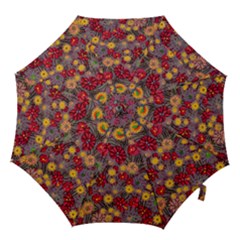 Mid Century Retro Floral 1970s 1960s Pattern 90 Hook Handle Umbrellas (small) by violetheavensky