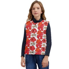 Mid Century Retro Floral 1970s 1960s Pattern 91 Kid s Button Up Puffer Vest	 by violetheavensky