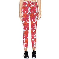 Mid Century Retro Floral 1970s 1960s Pattern 91 Pocket Leggings  by violetheavensky
